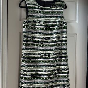 Cynthia Steffe Black White Green Sleeveless Sheath Mini Dress